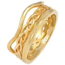 Elli Ringset Wellen Geflochten Verdreht 925 Silber Ringe   Damen 