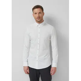 s.Oliver Tailored Fit: Langarmhemd aus Edeljersey mit All-over-Print - weiß - 42