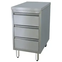 GastroHero Edelstahl-Schubladenschrank BASIC 3er Einheit 600