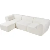 [en.casa] Modular Sofa, 3-Sitzer Hurvas mit Longchair Bouclé Cremeweiß