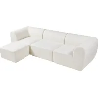 [en.casa] Modular Sofa 3-Sitzer Hurvas mit Longchair Bouclé Cremeweiss