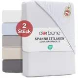 DarBene® Spannbettlaken 180x200cm VORTEILSPACKUNG Jersey Baumwolle, Bettlaken 180x200, Leintuch Oeko-TEX zertifiziertes Spannbetttuch 180x200 cm, Spannleintuch 180x200, Bettbezug, Weiß