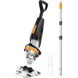 Poolsauger Akku mit kabelloser Fernbedienung, Pool Bodensauger mit 4200 L/h Saugleistung, 75 Min Laufzeit, 235 cm Pool Sauger, Hartschmutzbehälter, 2 Saugköpfe für Pool, Spa