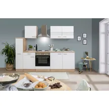 Respekta Küchenzeile Merle 240 cm E-Geräte Edelstahlkochmulde weiß/eiche sägerau nachbildung