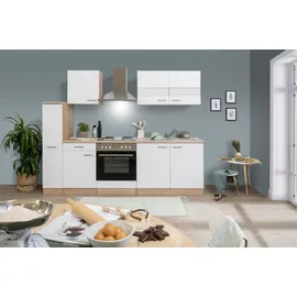 Respekta Küchenzeile Merle 240 cm E-Geräte Edelstahlkochmulde weiß/eiche sägerau nachbildung
