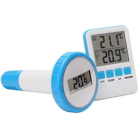 casativo-outdoor Digitales Funk-Poolthermometer Blau/Weiß 2er-Set