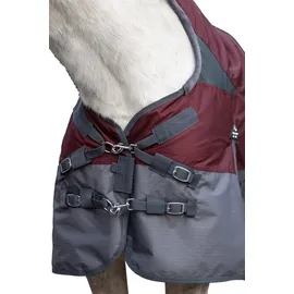 HKM Yukon 600D mit glattem Futter Highneckdecke, Dunkelrot/Grau, 155