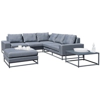 SonnenPartner 5-teilige Lounge-Sitzgruppe Unique Aluminium mit Kissen flanell Loungesitzgruppe Sunbr