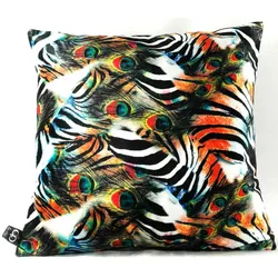 Casa Padrino Luxus Kissen Afrika Safari Mehrfarbig 45 x 45 cm - Edles Deko Kissen aus feinstem Samtstoff