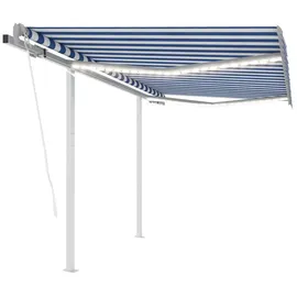 vidaXL Markise Automatisch mit LED & Windsensor 3x2,5 cm Blau & Weiß - Blau