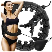 TRIZAND Hula Hoop mit Gewicht & Massage-Noppen – 24 Segmente, verstellbar 30–42 cm, 6-Rad-Rolle, anpassbares Gewicht – Fitnessreifen für Bauch/Beine/Po, leiser Lauf, Home-Workout