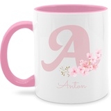 Tasse Tassen 325ml - Anfangsbuchstabe Name - Personalisierte Geschenke mit Anfangsbuchstaben I Geschenkideen mit Namen - 325 ml - Rosa - buchstabentasse buchstaben buchstabe a häferl