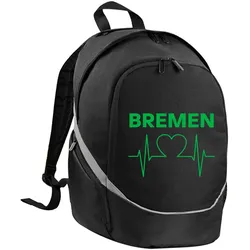 multifanshop Rucksack - Bremen - Herzschlag - Druck grün - Tasche