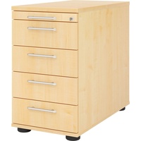 bümö Schreibtisch Schrank abschließbar, Schubladenschrank Holz in Ahorn, Container mit Schubladen - Schubladen Schrank Büro, Schreibtisch Conta...