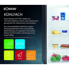 Bomann DT 7318 Kühl-Gefrierkombination (206 l,1430 mm hoch, Weiß)