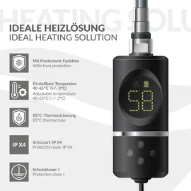 luxebath Heizstab 900W Schwarz mit Thermostat und Digitalanzeige