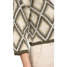 Cartoon Strick-Cardigan mit Jacquard Khaki 38
