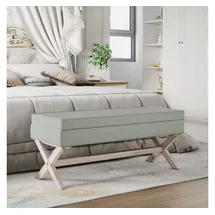 vidaXL Hocker mit Stauraum Hellgrau 110x45x49 cm Samt
