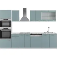 Vicco Küchenzeile R-Line 300 cm Blau-Grau/Weiß
