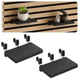 Meetory Regal für Akustikpaneele - 2 Stück Zubehör Akustikpaneele Ohne Bohren Wandorganizer Wandregal Wandregale für Lamellen Wandpaneele Schweberegal Wohnzimmer Schlafzimmer Büro Küche 15×10cm