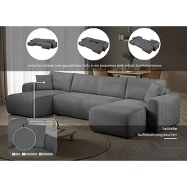 OTTO home Wohnlandschaft Cord U-Form 311 cm Grau