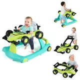 LIFEZEAL 4 in 1 Lauflernhilfe Baby, Höhenverstellbares & Klappbares Babywalker, Baby Gehfrei ab 6 Monate, Laufwagen mit einstellbarer Geschwindigkeit, Licht & Musik (Blau + Grün)