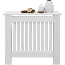 ECD Germany Heizkörperverkleidung Landhausstil 78x19x82 cm Weiß MDF lackiert