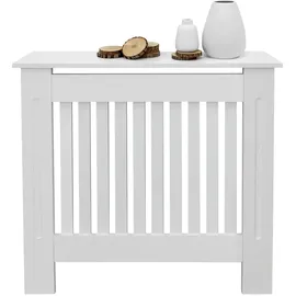 ECD Germany Heizkörperverkleidung Landhausstil 78x19x82 cm Weiß MDF lackiert