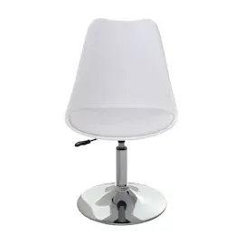 Mendler 2er-Set Drehstuhl Malmö T501, Stuhl Küchenstuhl, höhenverstellbar, Kunstleder ~ weiß, Chromfuß