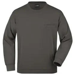 Herren Sweatshirt mit Brusttasche JN924, graphit, Größe L - graphit - L