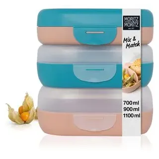 Moritz&Moritz MoritzundMoritz Lunchbox Mix und Match 3895 Kunststoff, 6 kombinierbare Halbschalen, Set, 3 Stück