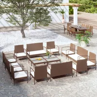 Ankonbej 16-tlg. Garten-Lounge-Set mit Auflagen Poly Rattan Braun - Braun