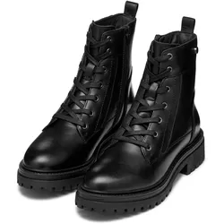 Schnürboots GEOX "D IRIDEA G", Damen, Gr. 36, schwarz, Leder, casual, Schuhe, Chunky Boot, Plateau Stiefelette mit Blockabsatz