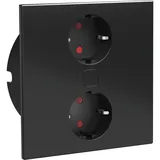 hpf Einbausteckdose Duplex 2 St. Schwarz