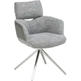 Livetastic Armlehnstuhl, Grau, Edelstahl, Metall, Textil, eckig, 59.5x90.5x64.5 cm, Sitzfläche 360° drehbar, Esszimmer, Stühle, Esszimmerstühle, Armlehnenstühle