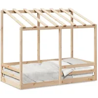 vidaXL Kinderbett mit Dach 80 x 200 cm Kiefer massiv braun