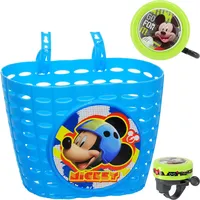 alles-meine.de GmbH 2 TLG. Set: Fahrradkorb/Korb + Fahrradklingel - Mickey Maus - mit Befestigung für Lenker vorn - Fahrrad Maus Micky - blau - universal auch für Roller und Dr..