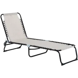 Outsunny Klappliege, beige Metall, Kunststoff, 58x76x197 cm, Gartenmöbel, Gartenliegen