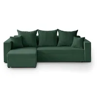Beautysofa Eckschlafsofa, Grün, Textil, L-Form, 241x142 cm, Wohnzimmer, Sofas & Couches, Wohnlandschaften, Ecksofas