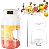 Mesen Tragbarer Mixer Smoothie Maker 10 Klingen, USB-C Wiederaufladbarer Persönlicher Mixer, 1200 ML Entsafter Becher für Saft-Shakes und Smoothies, für Reise, Büro & Sport (Weiß)