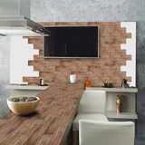 Wandaufkleber in Holzoptik Hintergrund, Schlafzimmer, Küche, Wohnzimmer, Badezimmer, Wanddekoration, Fliesenaufkleber, selbstklebende Fliesenaufkleber zum Abziehen und Aufkleben, 54 Stück