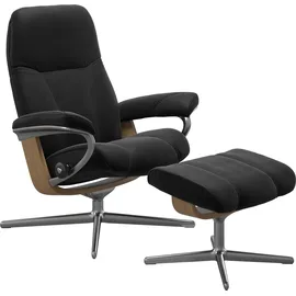 Stressless Stressless® »Consul«, (Set, Relaxsessel mit Hocker), mit Hocker, mit Cross Base, Größe S, M & L, Holzakzent Eiche schwarz