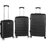 Home4Living Trolley Koffer Reisekoffer 3er Kofferset Hartschalenkoffer Schwarz Größe S,M,L - Schwarz