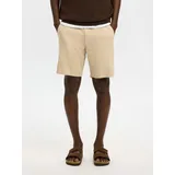 Selected Slim Fit Chinoshorts aus Baumwoll-Leinen-Mix Modell 'BRODY', Beige, XXL