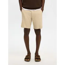 Selected Slim Fit Chinoshorts aus Baumwoll-Leinen-Mix Modell 'BRODY', Beige, XXL