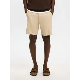 Selected Slim Fit Chinoshorts aus Baumwoll-Leinen-Mix Modell 'BRODY', Beige, XXL
