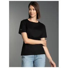 TRIGEMA Damen, T-Shirt DELUXE mit Kristallsteinen", Gr. M, schwarz, (schwarz 008) - M