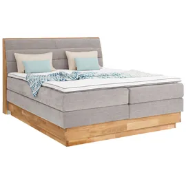 OTTO home Boxspringbett OTTO HOME "Jenna", grau (argento), B:184cm L:216cm, Komplettbetten, Boxspringbett, ohne LED-Beleuchtung, mit zertifizierten, recycelten Bezugsstoffen
