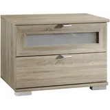 Livetastic Nachtschrank, Eiche, Metall, 2 Schubladen, 52x40x38 cm, Schlafzimmer, Nachttische