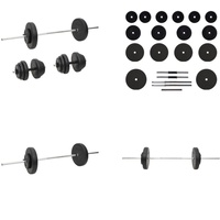 vidaXL Langhantel und Kurzhantel mit Gewichten 60 kg - Langhantel Mit Gewicht - Langhantel Mit Gewichten - Langhantel Set - Fitness Trainingsgerät